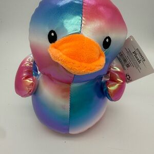 Small 7 Inch Metallic Patriotic Rubber Duck Plush Stuffed Animal Red White Blue